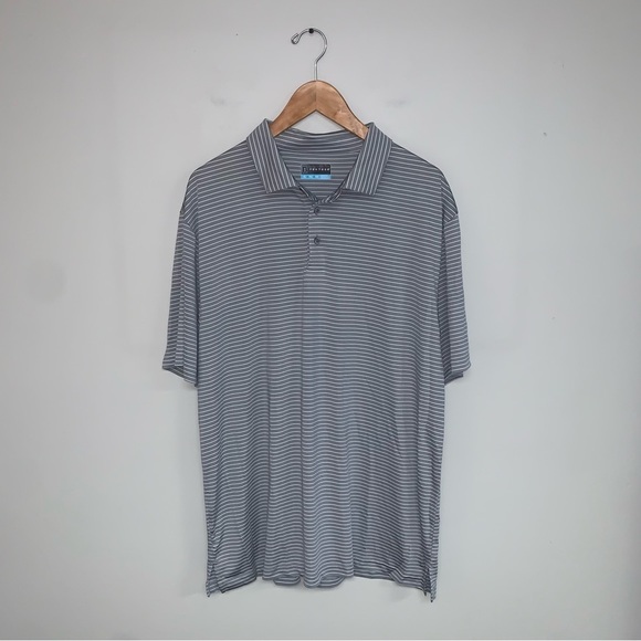 PGA‎ Tour  Striped Golf Polo Men's Size Extra Large Grey & White Shirt Top - Picture 2 of 5